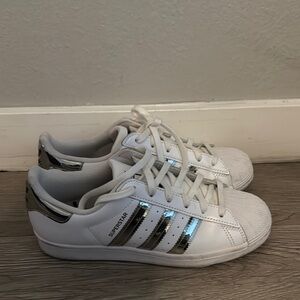 Adidas White and Silver Sneakers Classic Design